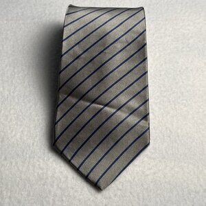 GEOFFREY BEENE Tie Men's Silk Necktie Gray‎ Blue Striped 57" x 4"